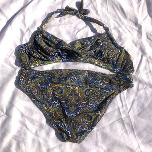J Crew peacock paisley bikini set